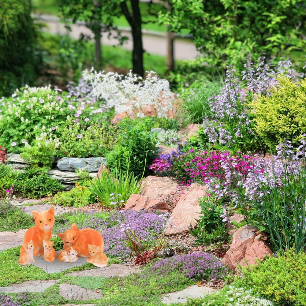 ตุ๊กตาปูนตกแต่งชุดแมว 6 ชิ้น KORAT SANGSUWAN POTTERY 15 ซม. สีส้ม_4