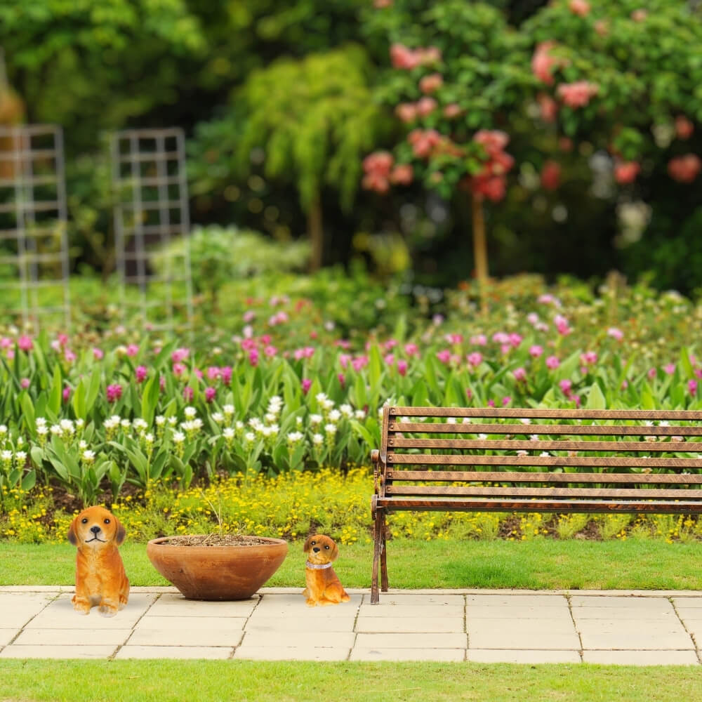 ตุ๊กตาปูนตกแต่งชุดสุนัข 2 ชิ้น KORAT SANGSUWAN POTTERY 19 ซม. สีน้ำตาล_3