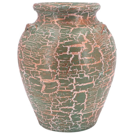แจกันดินเผา KORAT SANGSUWAN POTTERY ตกแต่งลายแตกวินเทจ 11 นิ้ว สีเขียว_0