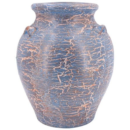 แจกันดินเผา KORAT SANGSUWAN POTTERY ตกแต่งลายแตกวินเทจ 11 นิ้ว สีฟ้า_0