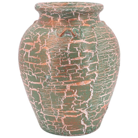 แจกันดินเผา KORAT SANGSUWAN POTTERY ตกแต่งลายแตกวินเทจ 11 นิ้ว สีเขียว_1