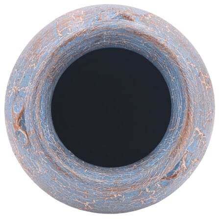 แจกันดินเผา KORAT SANGSUWAN POTTERY ตกแต่งลายแตกวินเทจ 11 นิ้ว สีฟ้า_2