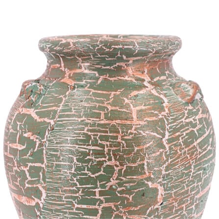 แจกันดินเผา KORAT SANGSUWAN POTTERY ตกแต่งลายแตกวินเทจ 11 นิ้ว สีเขียว_3