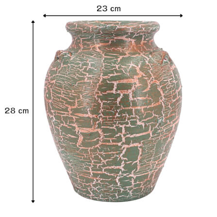 แจกันดินเผา KORAT SANGSUWAN POTTERY ตกแต่งลายแตกวินเทจ 11 นิ้ว สีเขียว_4