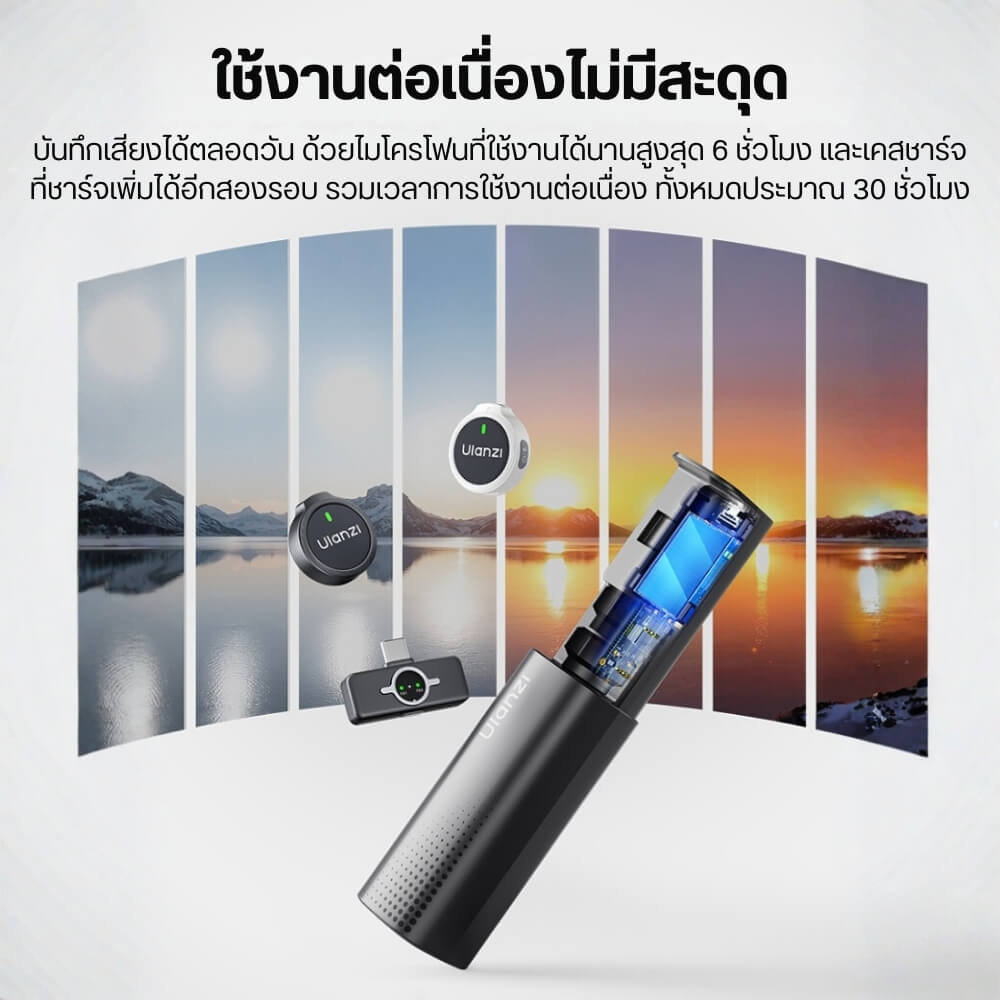 ไมโครโฟนไร้สาย ULANZI A21 ขนาดพกพา สีดำ