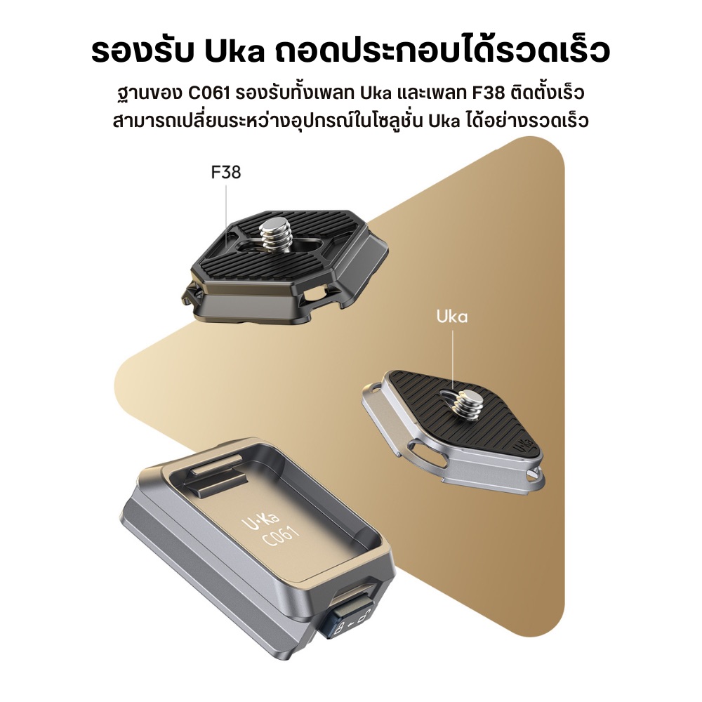เพลทกล้อง ULANZI C061 เพลทปลดเร็ว สีดำ ต่อขาตั้ง สำหรับไม้กันสั่น DJI RS SERIES