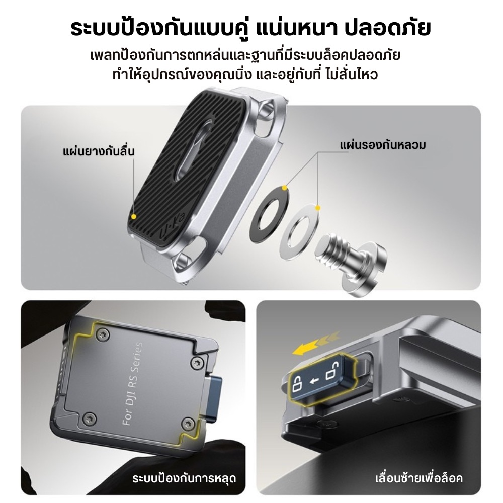 เพลทกล้อง ULANZI C061 เพลทปลดเร็ว สีดำ ต่อขาตั้ง สำหรับไม้กันสั่น DJI RS SERIES