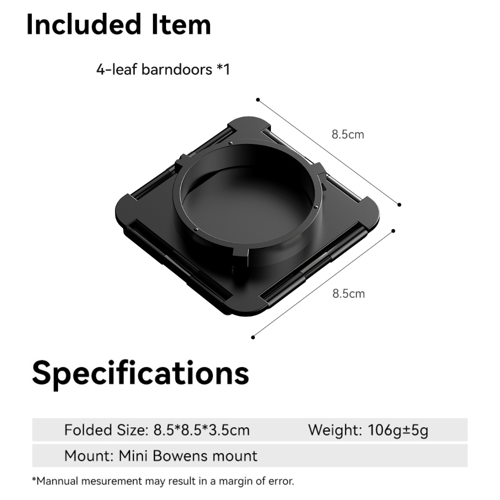 บานดอร์ ULANZI 4-LEAF MINI BOWEN MOUNT ควบคุมการกระจายแสง ไฟสตูดิโอ ULANZI L023/ L024 สีดำ_5