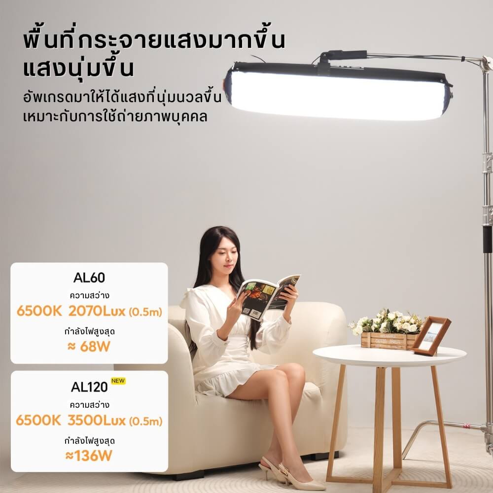ไฟ LED แบบเป่าลม ULANZI AL120 กำลังไฟ 136W ขนาดพกพา สีดำ ไฟเซลฟี่ ไฟถ่ายภาพ ไฟถ่ายสินค้า