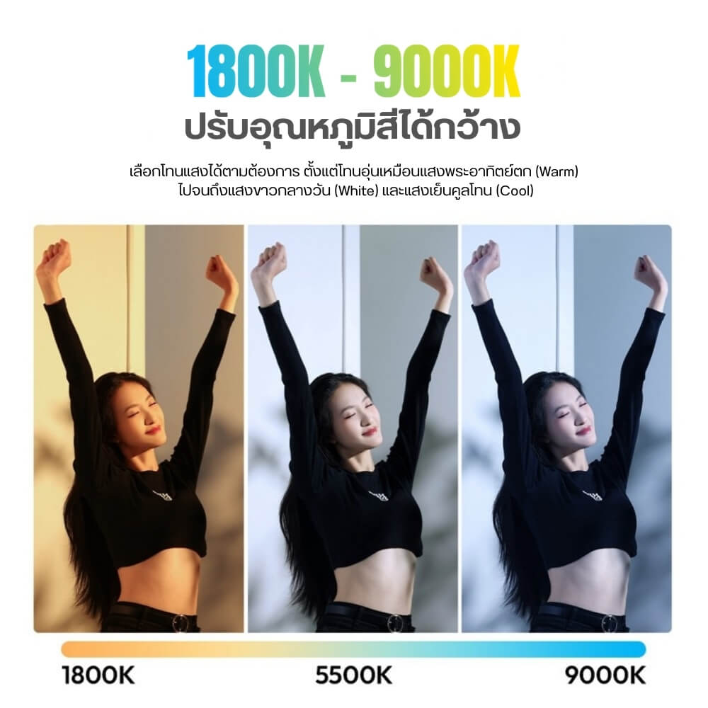 ไฟ LED แบบแท่ง ULANZI B15 RGB กำลังไฟ 15W ขนาดพกพา สีดำ