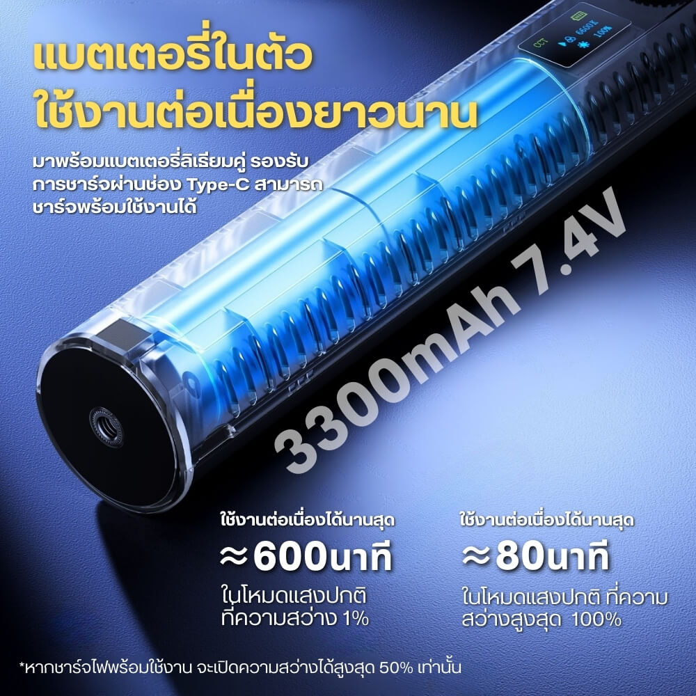 ไฟ LED แบบแท่ง ULANZI B15 RGB กำลังไฟ 15W ขนาดพกพา สีดำ