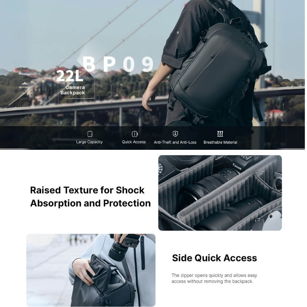 กระเป๋าเป้กล้อง ULANZI BP09 ขนาดความจุ 22 ลิตร สีดำ_1