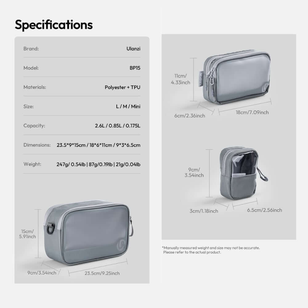 กระเป๋าอุปกรณ์เสริม ULANZI BP15 ขนาดความจุ 0.175 ลิตร สีเทา_10
