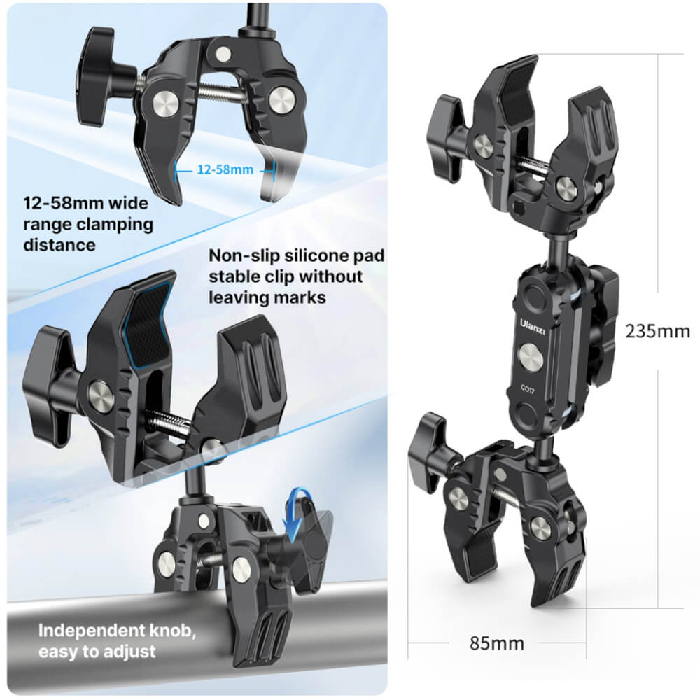 แคลมป์แบบหนีบ ULANZI C017 สำหรับกล้อง อุปกรณ์เสริม สีดำ