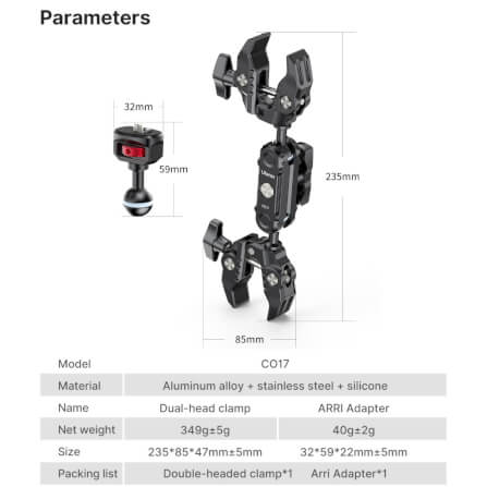 แคลมป์แบบหนีบ ULANZI C017 สำหรับกล้อง อุปกรณ์เสริม สีดำ_5
