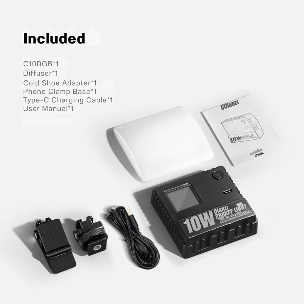 ไฟ LED อเนกประสงค์ ULANZI C10 RGB ขนาดพกพา สีดำ ไฟเซลฟี่ ไฟติดหัวกล้อง ไฟดารา