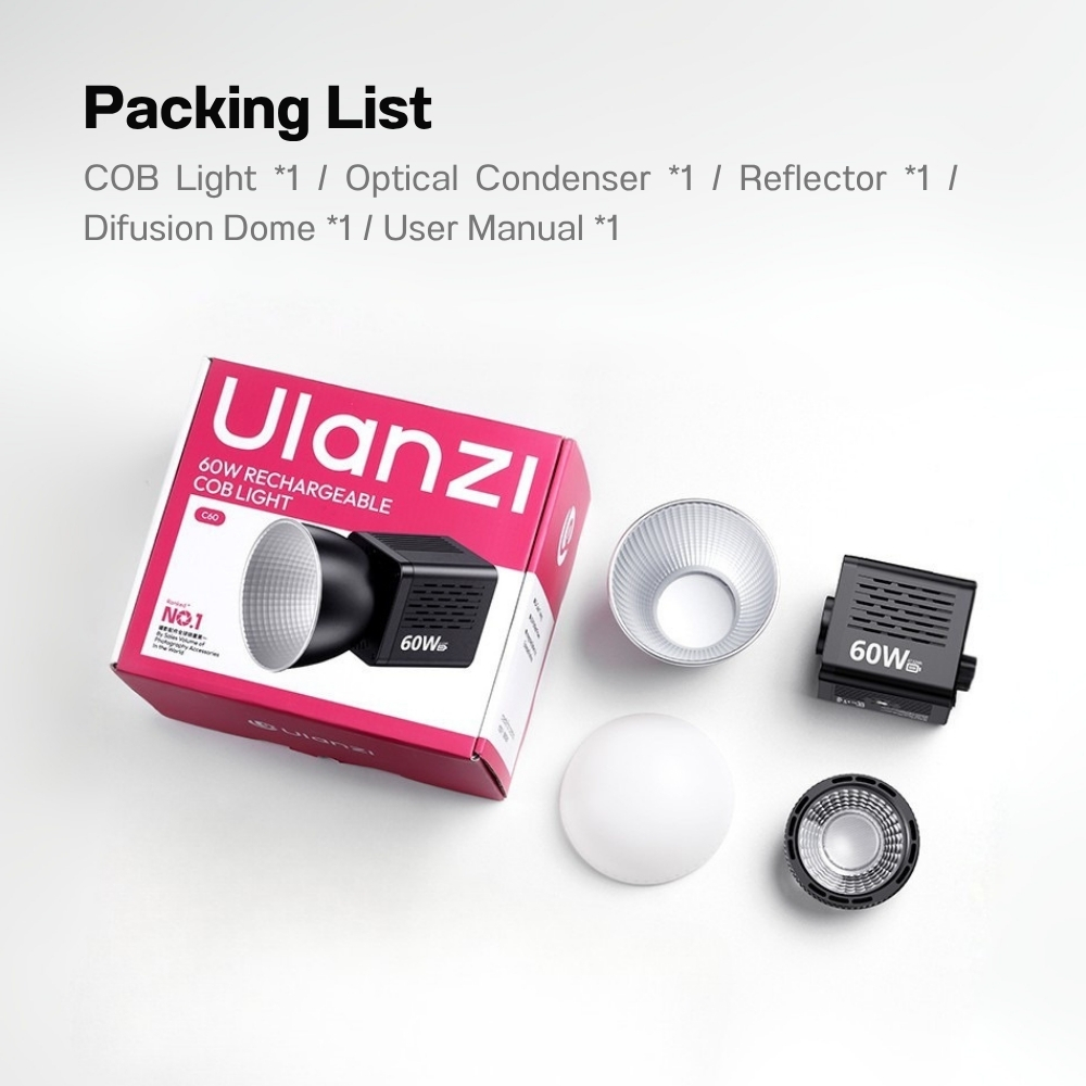 ไฟถ่ายวิดีโอ ULANZI C60 BI 60W BI-COLOR MINI COB LED LIGHT ไฟสตูดิโอ ไฟไลฟ์สด_10