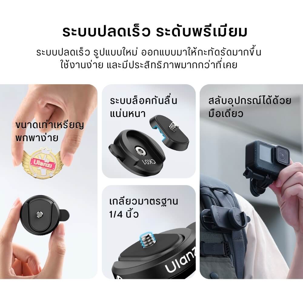เพลทกล้อง ULANZI CK01 ขนาดพกพา สีดำ เพลทปลดเร็ว_1
