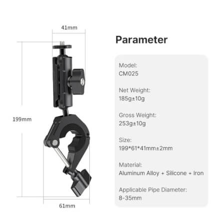 แคลมป์แบบหนีบ ULANZI CM025 สำหรับ GOPRO สีดำ_4