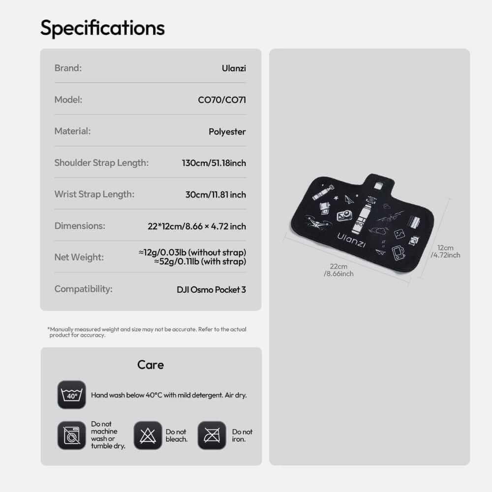 ผ้าห่อกล้อง DJI OSMO POCKET 3 ULANZI CO71 ขนาดพกพา สีดำ
