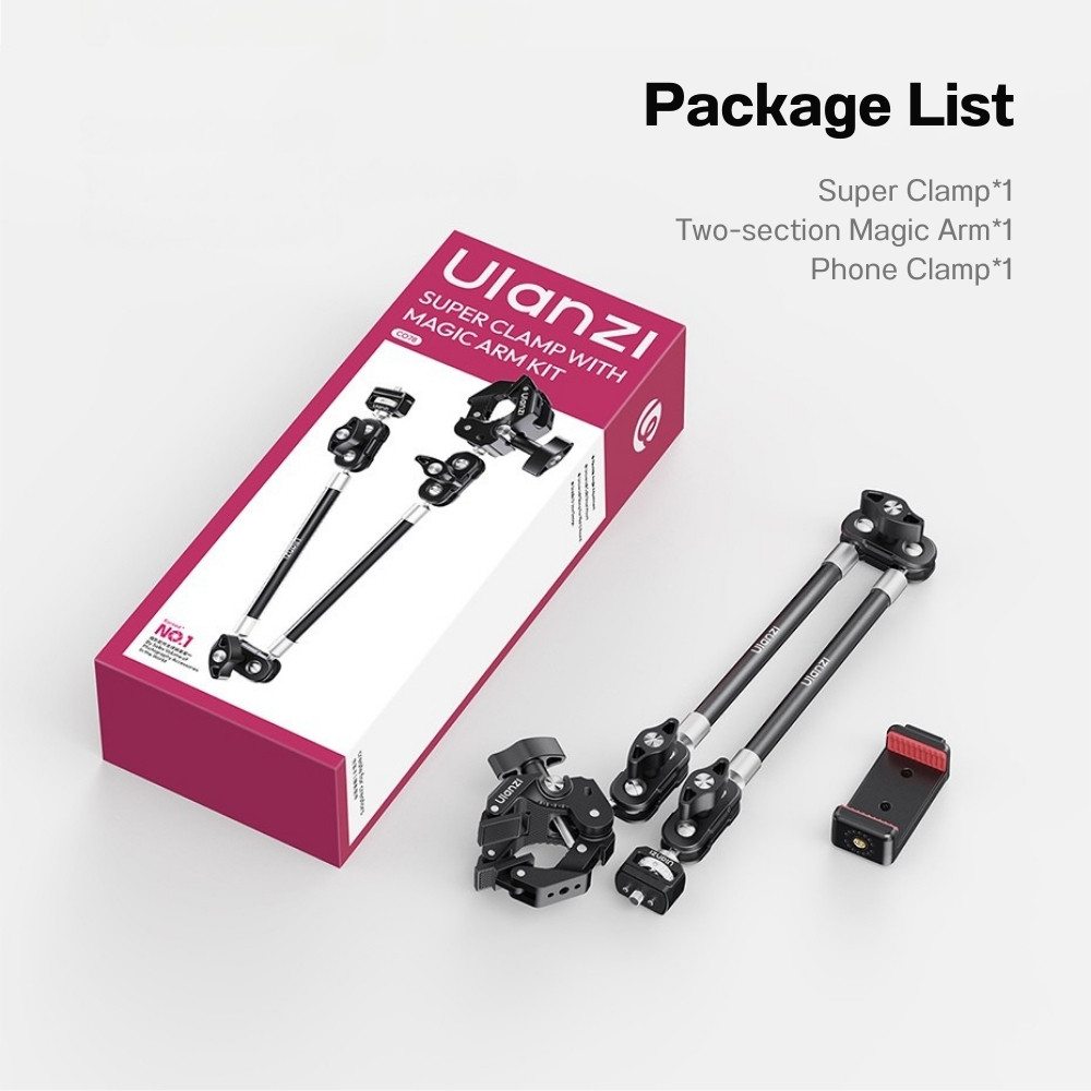 ชุดแขนยึดโต๊ะ ULANZI CO78 SUPER CLAMP & MAGIC ARM 2 ท่อน พร้อม PHONE CLAMP ต่อมือถือ สีดำ_6