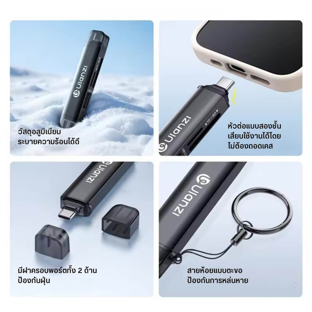 การ์ดรีดเดอร์ ULANZI CR1 แบบ 3-IN-1 รองรับ SD/TF/USB ขนาดพกพา สีดำ_5