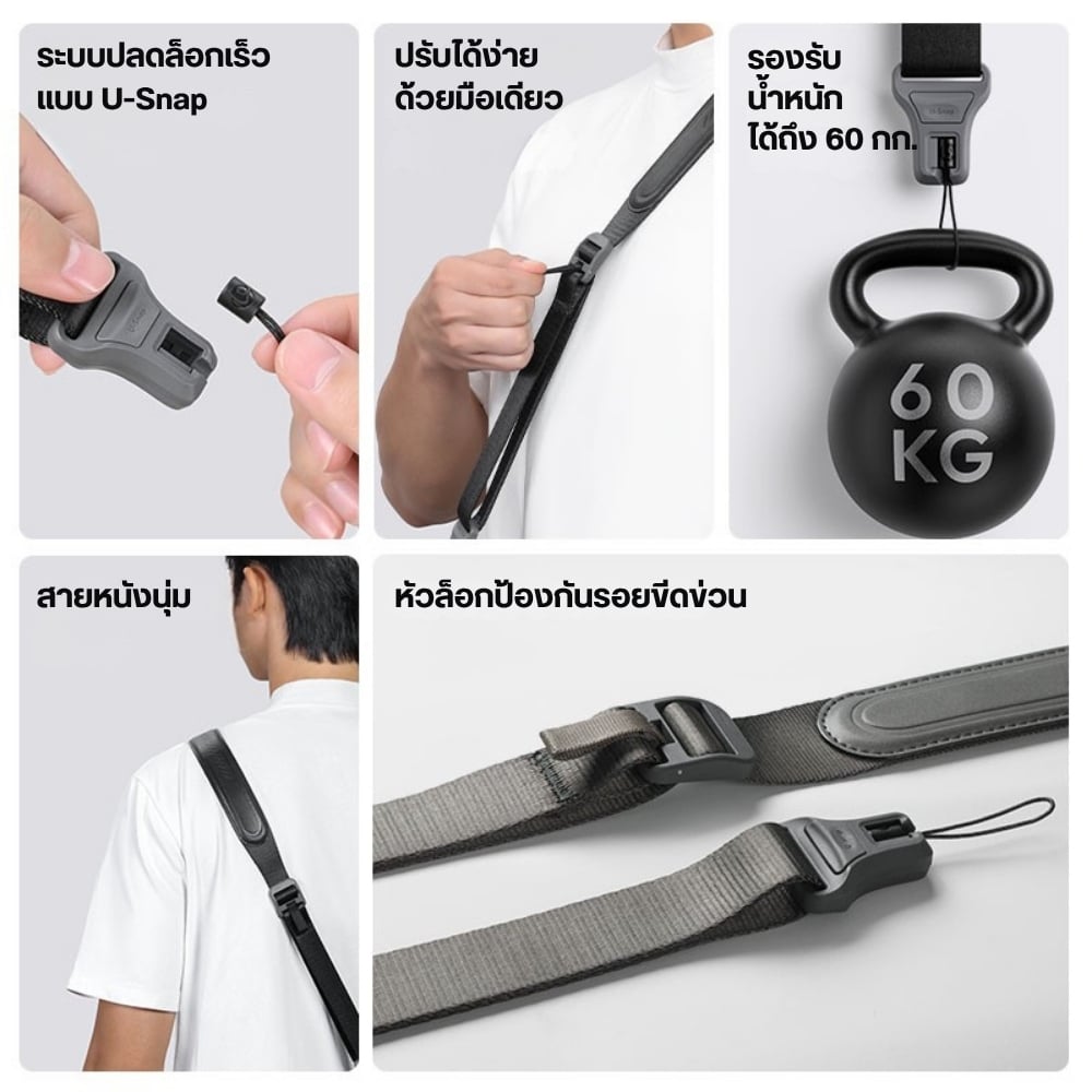 สายสะพายกล้อง ULANZI CSS1 U-SNAP ระบบ QUICK RELEASE รองรับ 60KG สีดำ_2