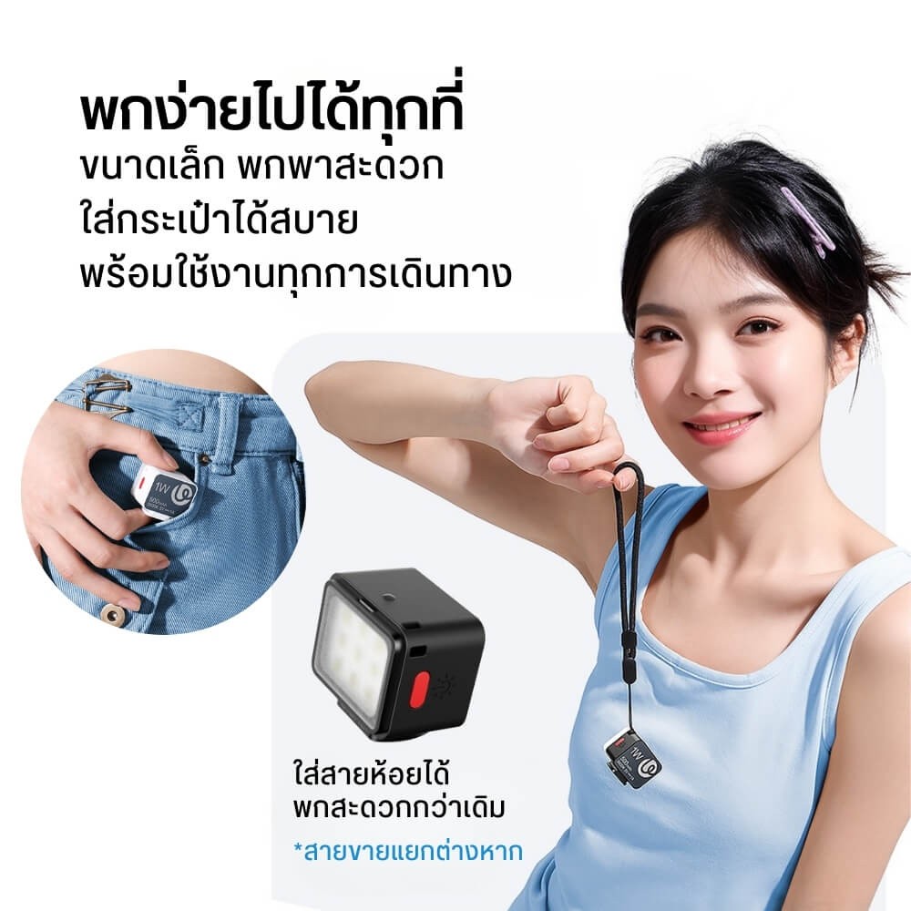 ไฟ LED อเนกประสงค์ ULANZI DG01 พร้อม DIFFUSER ขนาดพกพา สีขาว ไฟเซลฟี่ ไฟติดหัวกล้อง ไฟดารา