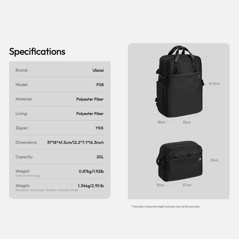 กระเป๋าเป้กล้อง ULANZI F08 ขนาดความจุ 20 ลิตร สีดำ_10