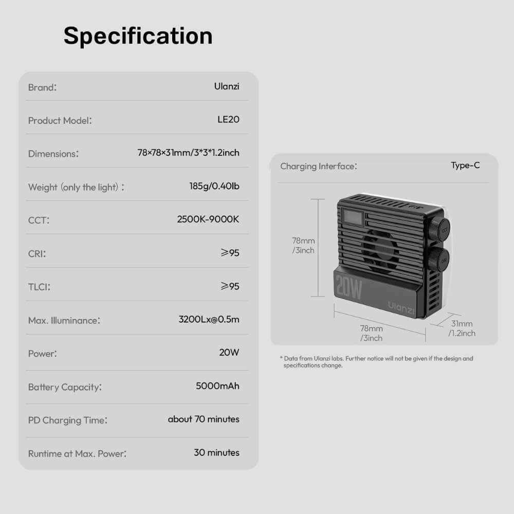 ไฟ LED อเนกประสงค์ ULANZI LE20 RGB ขนาดพกพา สีดำ ไฟเซลฟี่ ไฟติดหัวกล้อง ไฟดารา_10