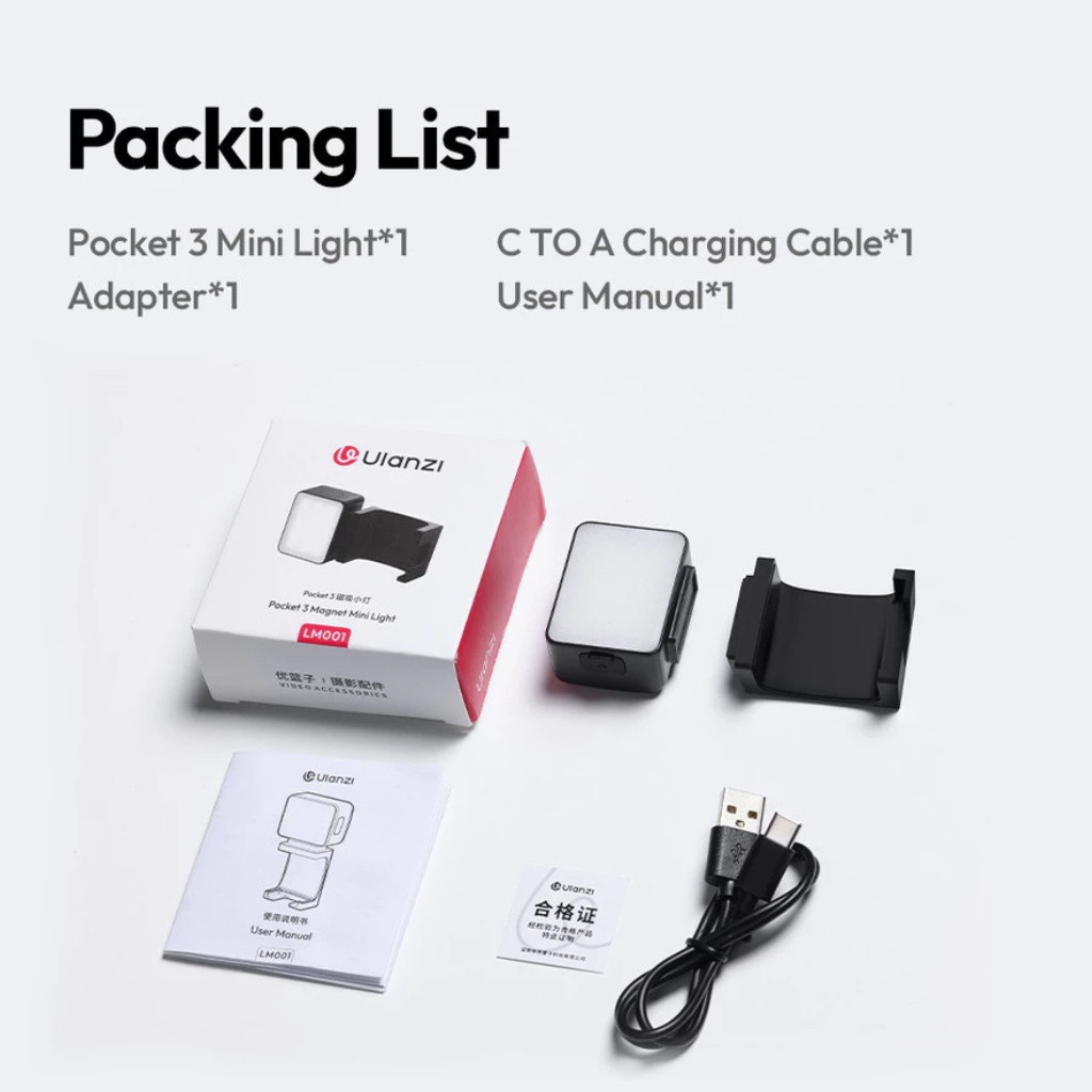 ไฟมินิ LED พกพา ULANZI LM001 สำหรับ DJI OSMO POCKET 4 /3 ไฟเซลฟี่ พร้อมอะแดปเตอร์ ระบบแม่เหล็ก กันน้ำ IPX4_9