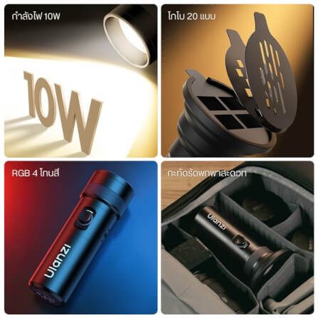 ไฟ LED ULANZI LM01 สีดำ ไฟฉายถ่ายภาพขนาดพกพา_1