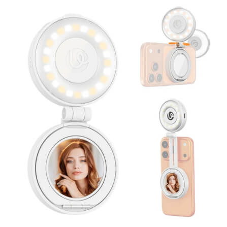 ไฟ LED อเนกประสงค์ ULANZI LM23 ขนาดพกพา สีขาว ไฟเซลฟี่สำหรับมือถือ MAGSEFE กระจกเซลฟี่ในตัว_0