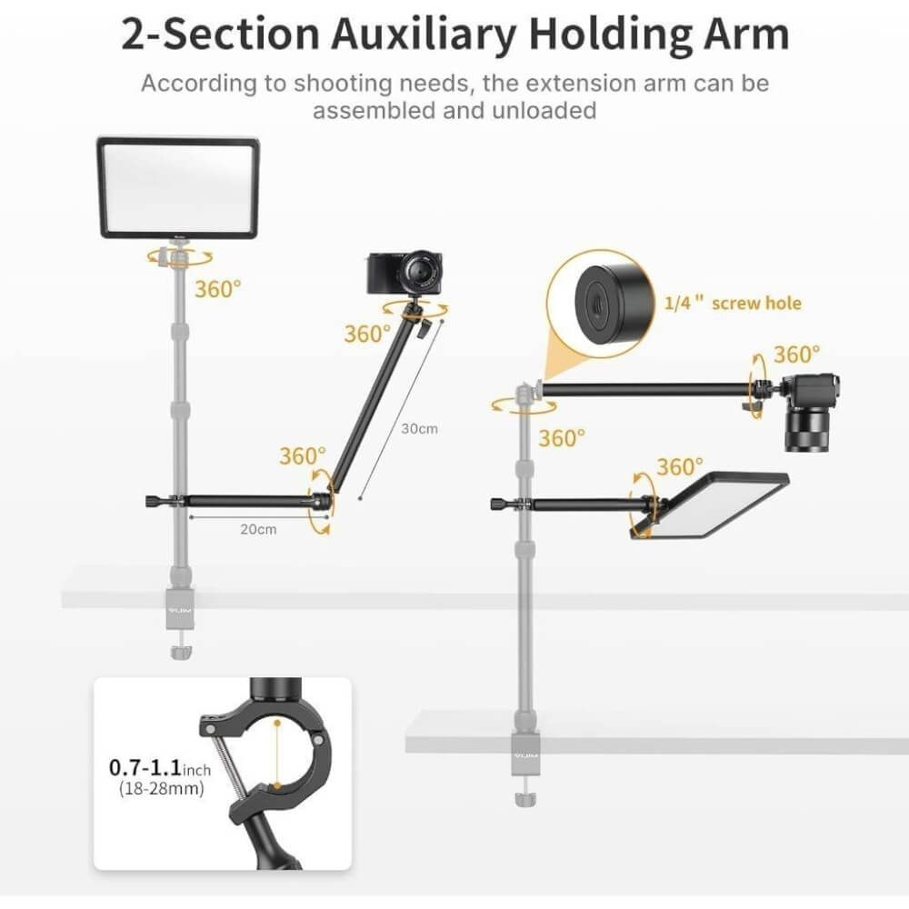ขาตั้งกล้อง ULANZI VIJIM LS04 แบบหนีบโต๊ะ สำหรับ ไลฟ์ สตรีม สีดำ