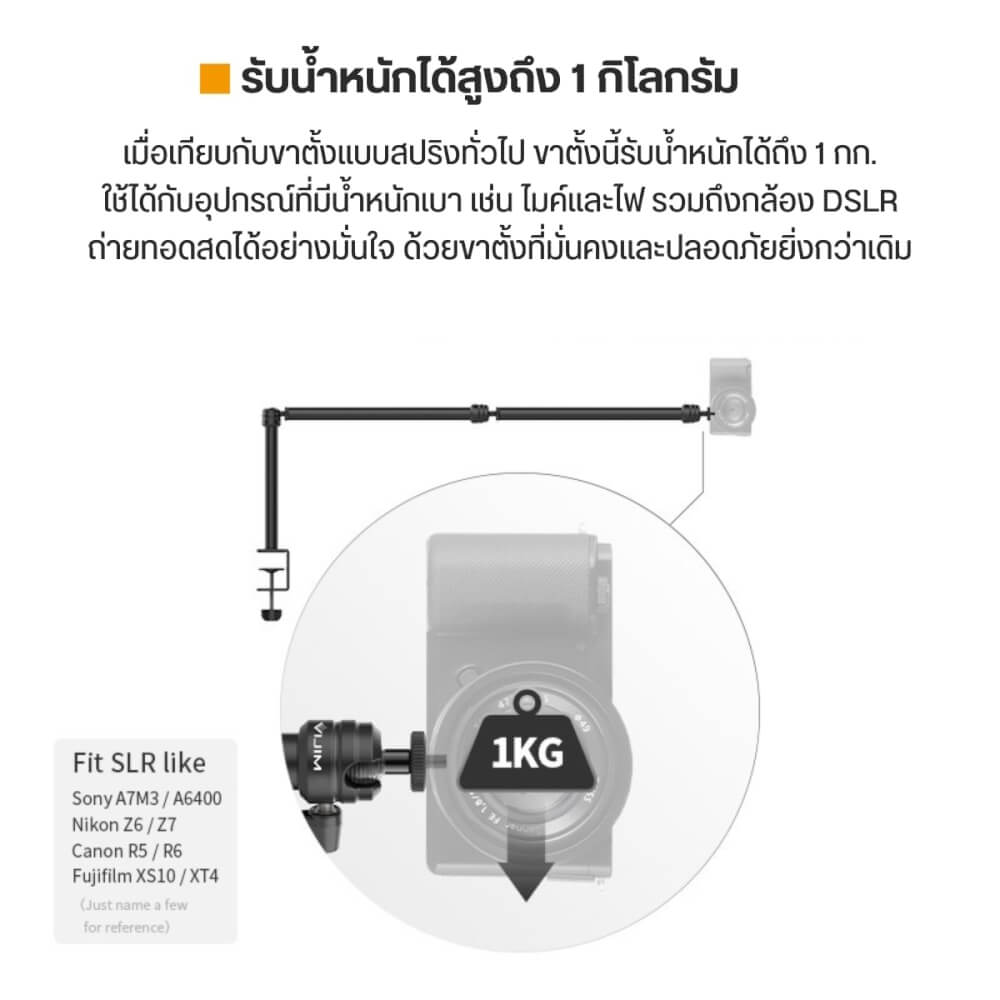 ขาตั้งกล้อง ULANZI LS08 แบบหนีบโต๊ะ สำหรับ ไลฟ์ สตรีม สีดำ_7