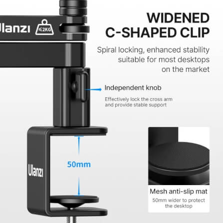 ขาตั้งไมค์ ULANZI VIJIM LS26 แบบหนีบโต๊ะ ดีไซน์ LOW PROFILE สีดำ_4