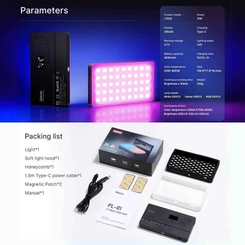 ไฟ LED อเนกประสงค์ ULANZI LT002 ขนาดพกพา สีดำ