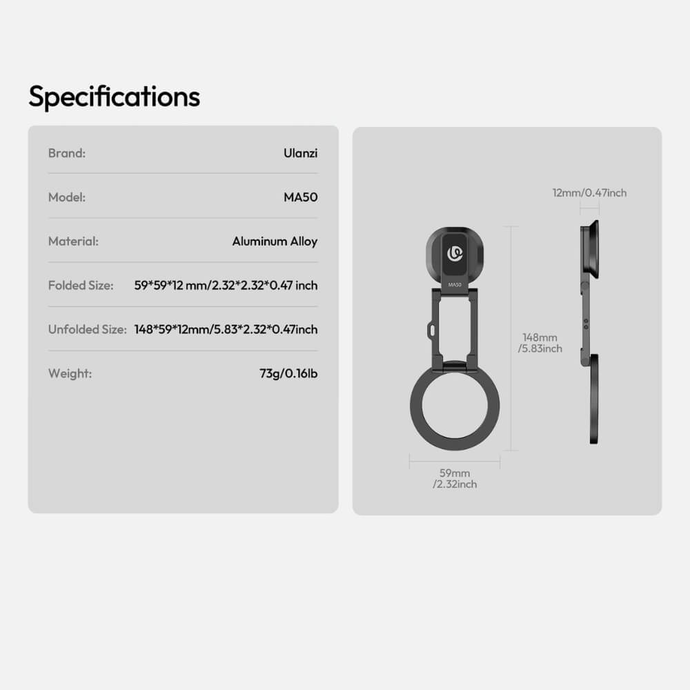 ที่จับมือถือ ULANZI MA50 ระบบ MAGSAFE ขนาดพกพา สีดำ