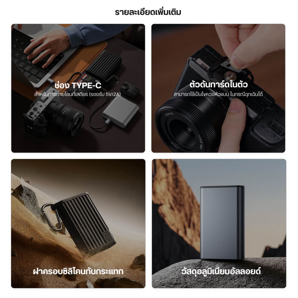 การ์ดรีดเดอร์ ULANZI MCR02 ขนาดพกพา สีดำ