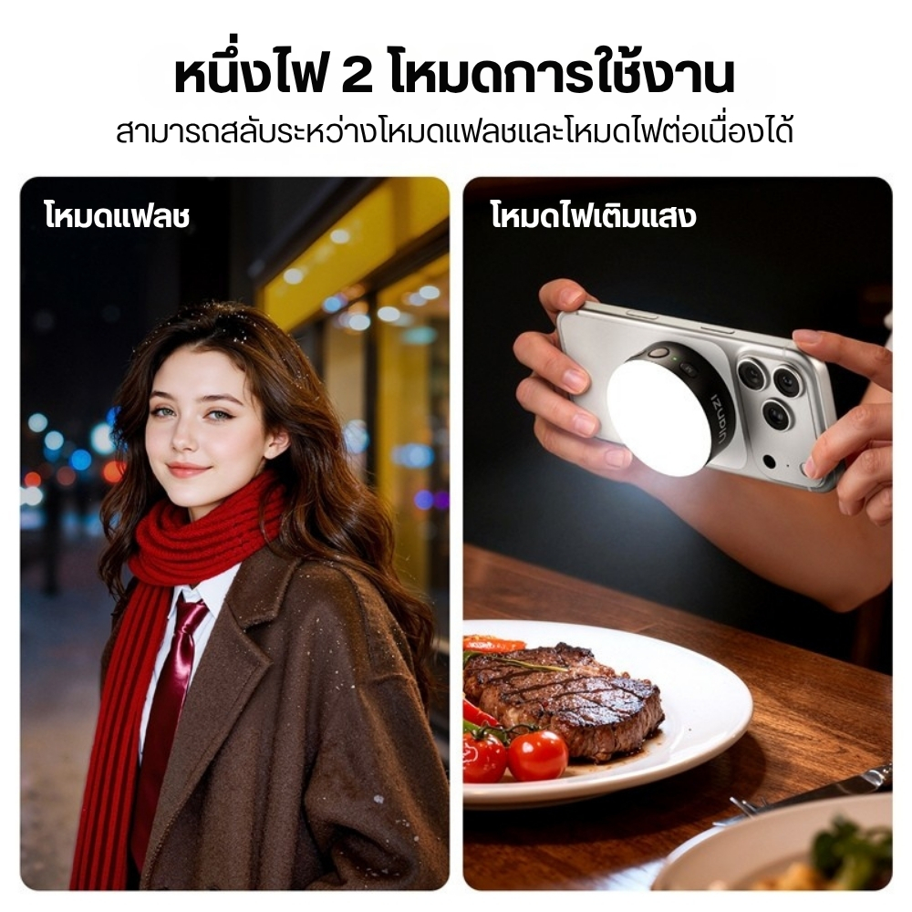 แฟลชมือถือพกพา ULANZI MFL01 แบบแม่เหล็ก ปรับแสงได้ 5 ระดับ รีโมทชัตเตอร์ในตัว ถ่ายภาพ สีดำ_3