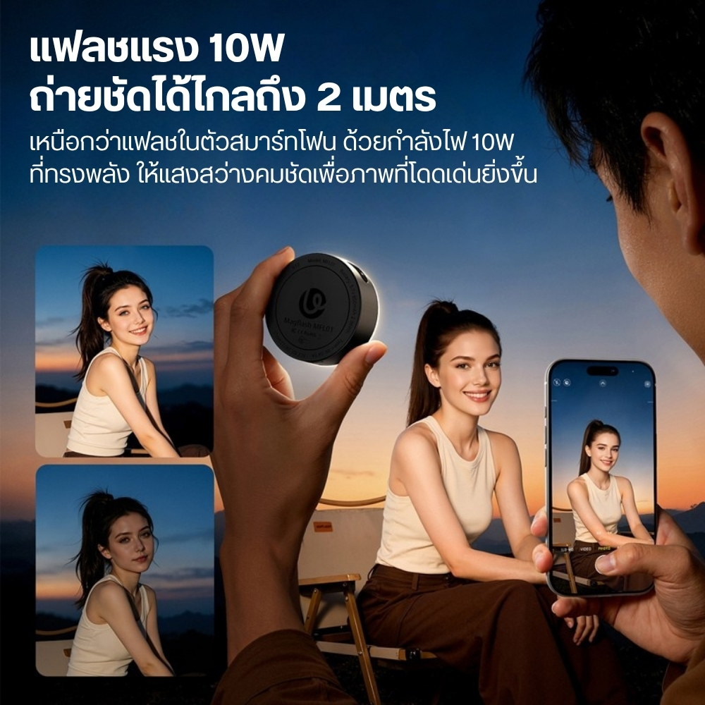 แฟลชมือถือพกพา ULANZI MFL01 แบบแม่เหล็ก ปรับแสงได้ 5 ระดับ รีโมทชัตเตอร์ในตัว ถ่ายภาพ สีดำ_4