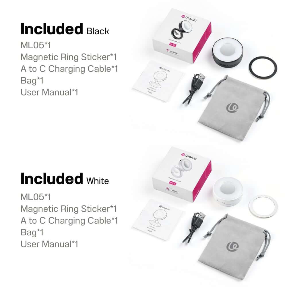 ไฟ LED อเนกประสงค์ ULANZI ML05 ขนาดพกพา สีดำ ไฟเซลฟี่สำหรับมือถือ MAGSAFE