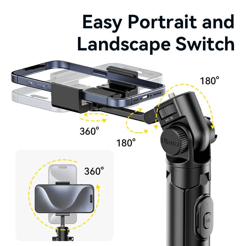 ขาตั้งมือถือ ขาตั้งกล้อง ULANZI MT70 พร้อมรีโมทบลูทูธ ขนาดพกพา สีดำ_5