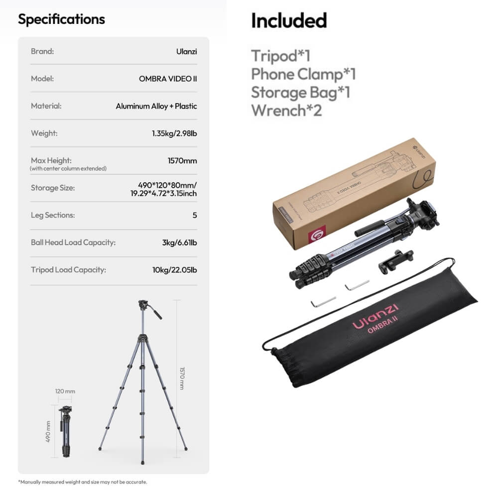 ขาตั้งกล้อง ULANZI OMBRA II ขนาดพกพา สีดำด้าน_10