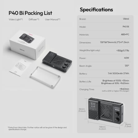 ไฟ LED อเนกประสงค์ ULANZI P40 RGB ขนาดพกพา สีดำ_10