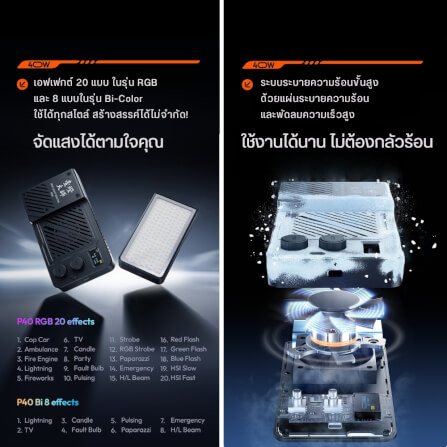 ไฟ LED อเนกประสงค์ ULANZI P40 RGB ขนาดพกพา สีดำ_6