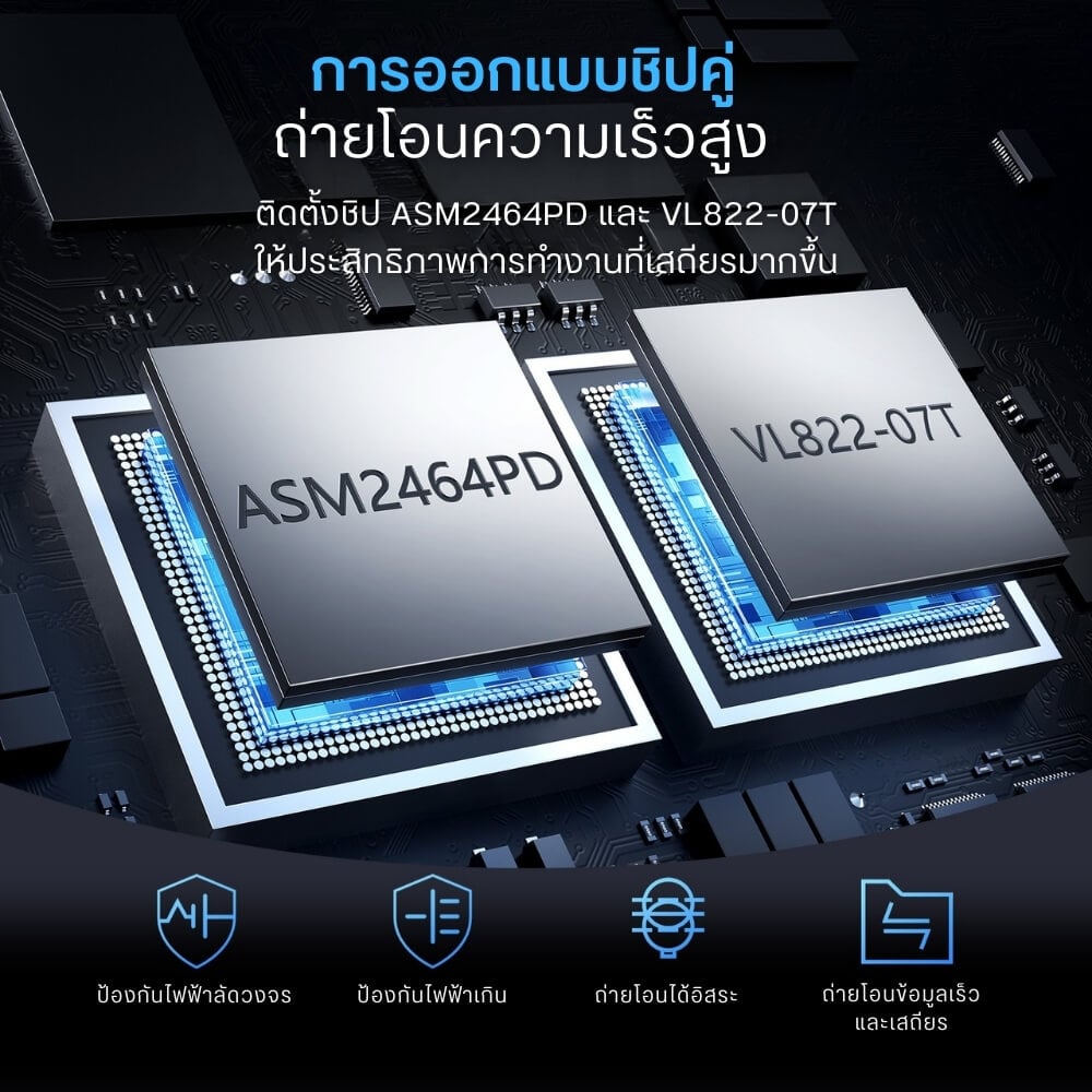 ด็อกกิ้งสเตชั่น พร้อมช่องใส่ SSD ULANZI QT03 ขนาดพกพา สีเงิน_4