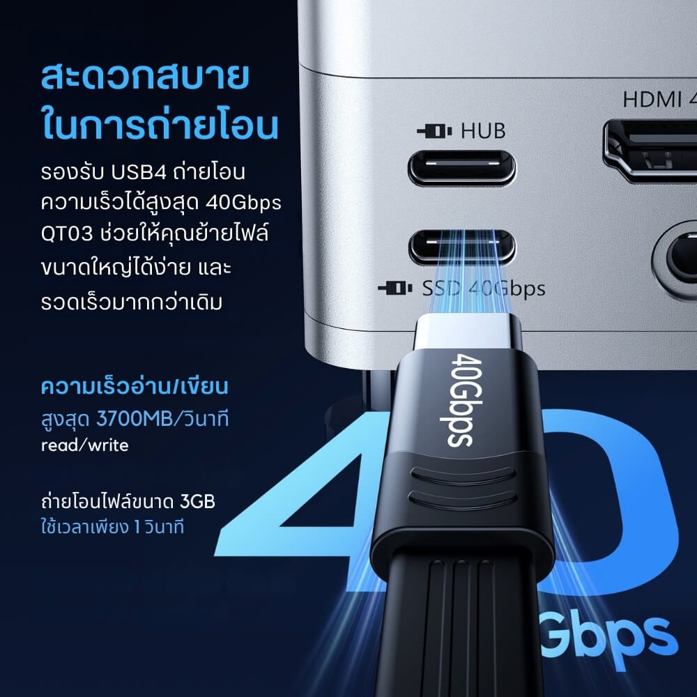 ด็อกกิ้งสเตชั่น พร้อมช่องใส่ SSD ULANZI QT03 ขนาดพกพา สีเงิน_5