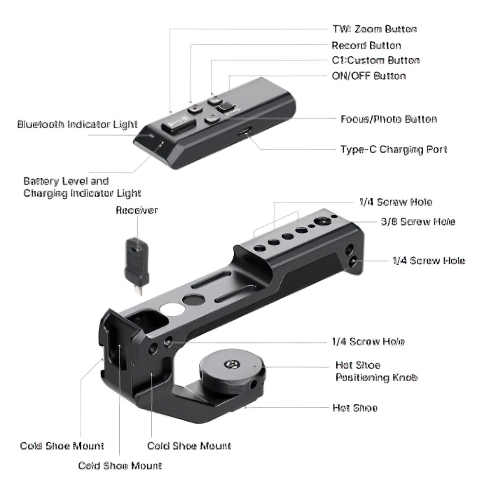 ด้ามจับกล้อง ULANZI R091 พร้อมรีโมท รองรับ SONY, CANON สีดำ_4