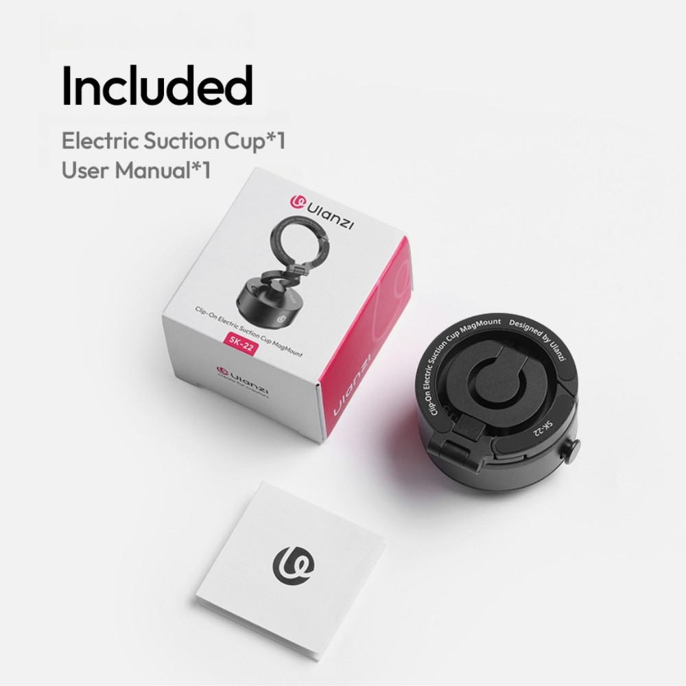 SUCTION CUP ที่วางมือถือ ULANZI SK22 ระบบ MAGSAFE พร้อม MAGLOCK HOOK ระบบดูดไฟฟ้า ขนาดพกพา สีดำ